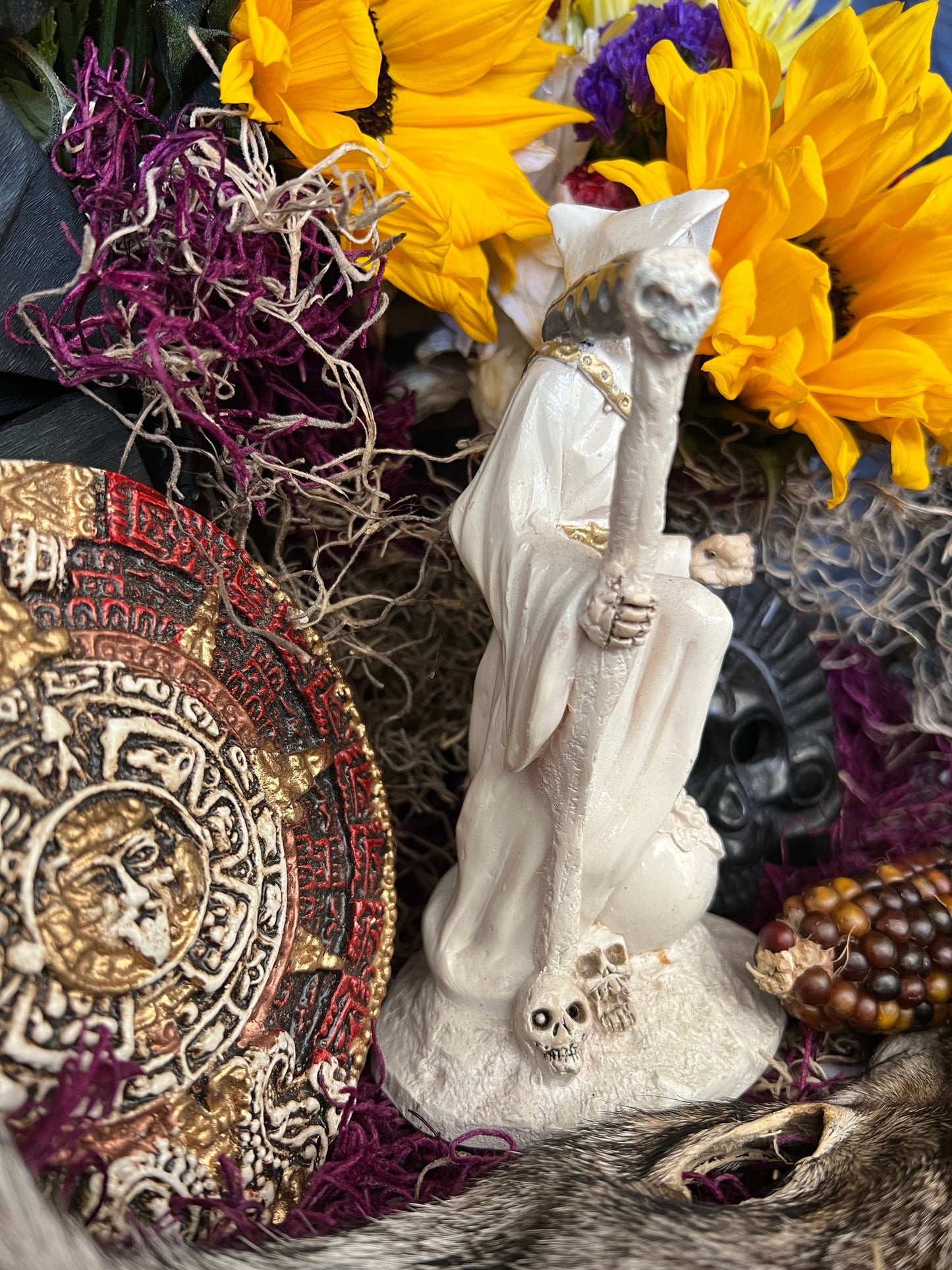 Santa Muerte Blanca Imperial Statue + Baptized + Fixed + Made in Mexico