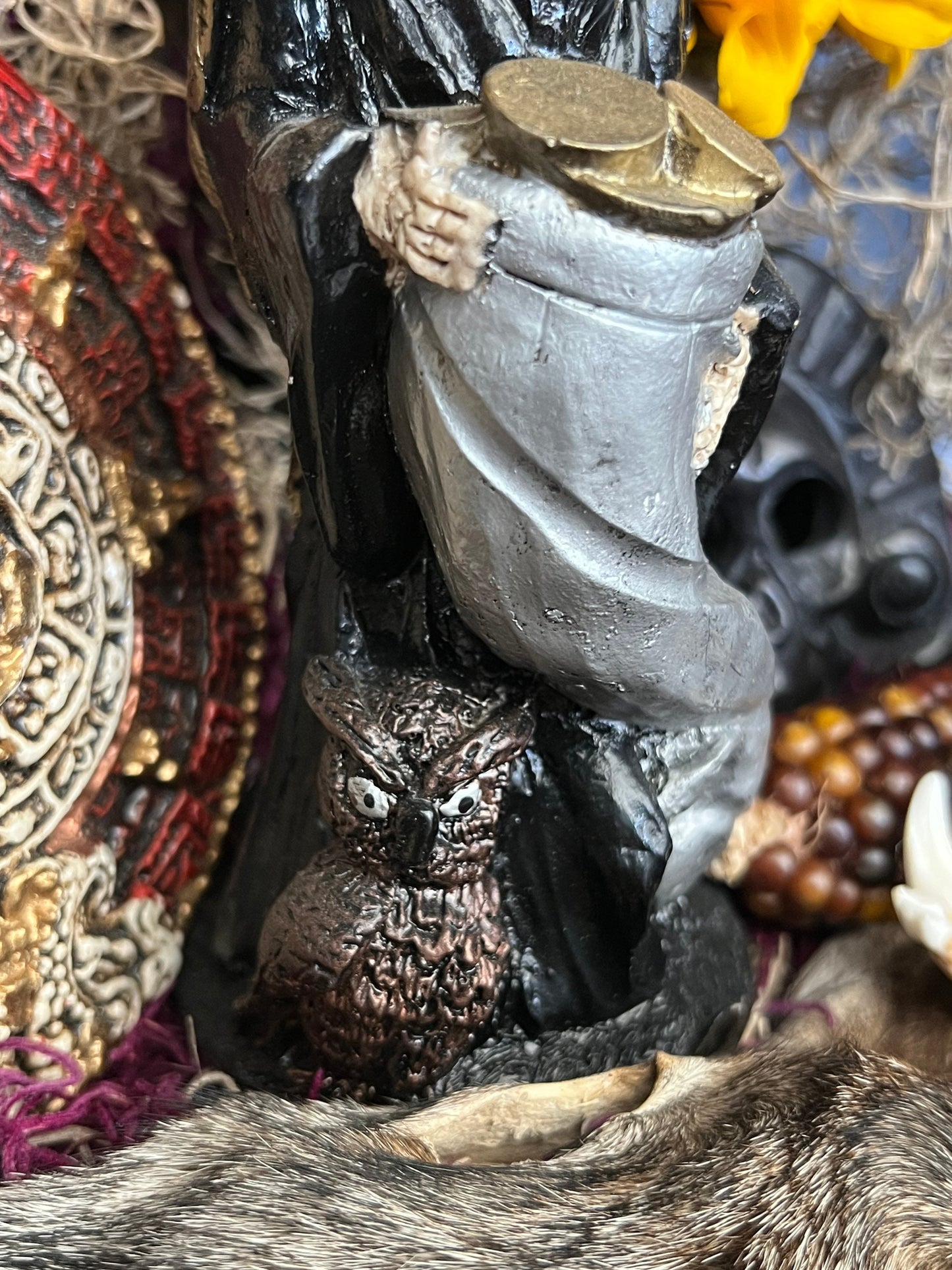 Santa Muerte Negra Abundance Statue + Baptized + Fixed + Made in Mexico