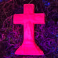 Neon Crucifix Candle + Cross + Hoodoo + Conjure + Glows Under Blacklight + Divine Assistance