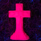 Neon Crucifix Candle + Cross + Hoodoo + Conjure + Glows Under Blacklight + Divine Assistance