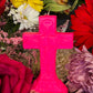 Neon Crucifix Candle + Cross + Hoodoo + Conjure + Glows Under Blacklight + Divine Assistance