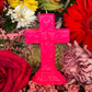 Neon Crucifix Candle + Cross + Hoodoo + Conjure + Glows Under Blacklight + Divine Assistance