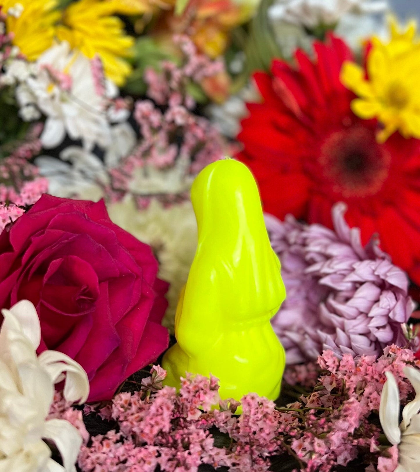 4” Neon Praying Mary Candle + Blessings + Spirituality + Glows under Blacklight
