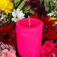 Neon Loadable Pillar Candle + 4” x 3”+ Glows under Blacklight