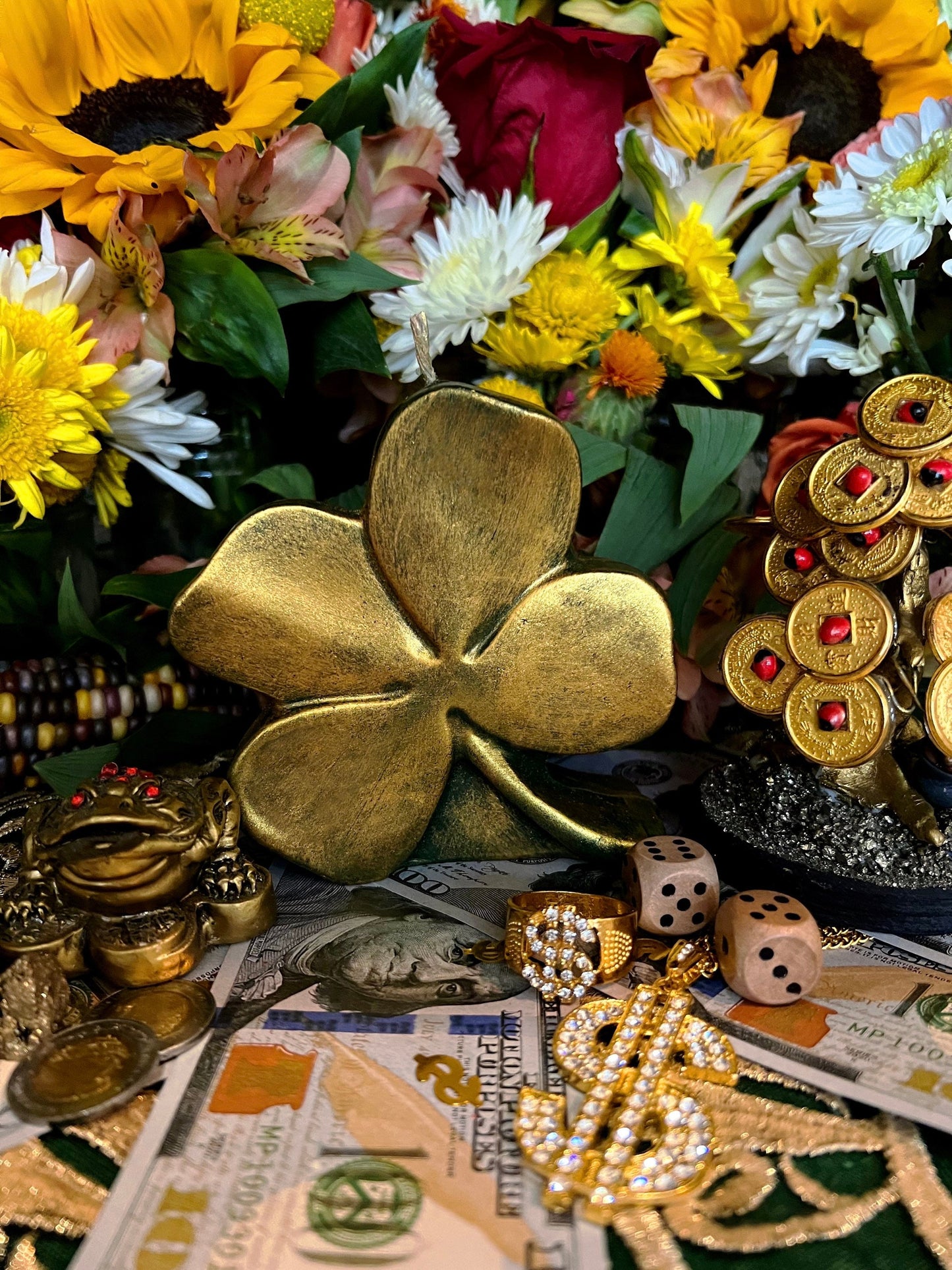 Shamrock Candle + Luck + Money + Four Leaf Clover