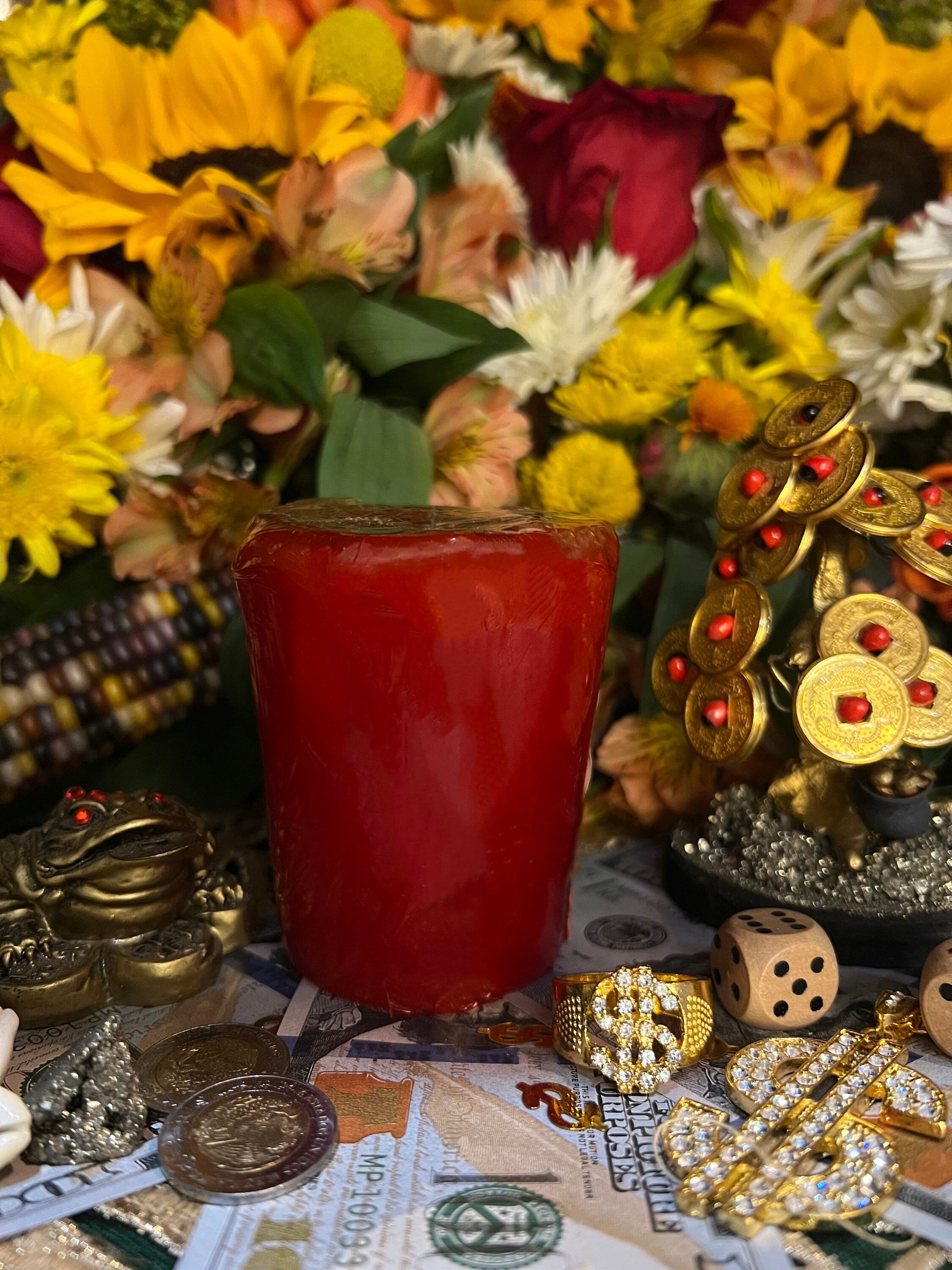 Santa Muerte Roja Love Candle + Money + Made in Mexico