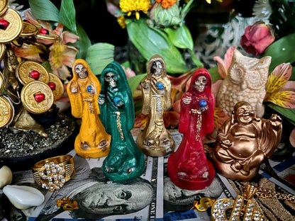 Santa Muerte Statuettes 3” + Blessed + Fixed + Made in Mexico