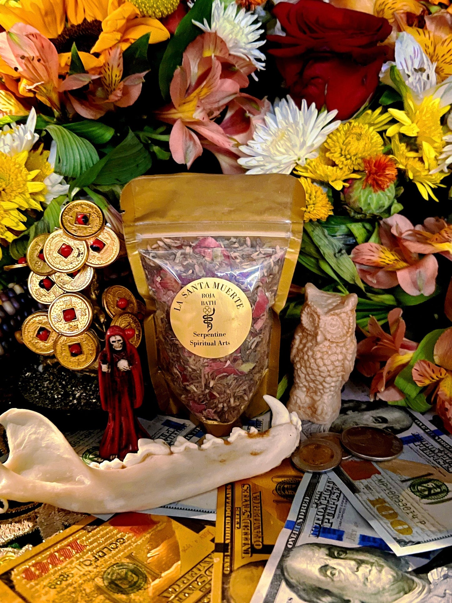 Santa Muerte Roja Herb Bath + Love + Money + Luck + Domination + Use Before Workings + Blessed