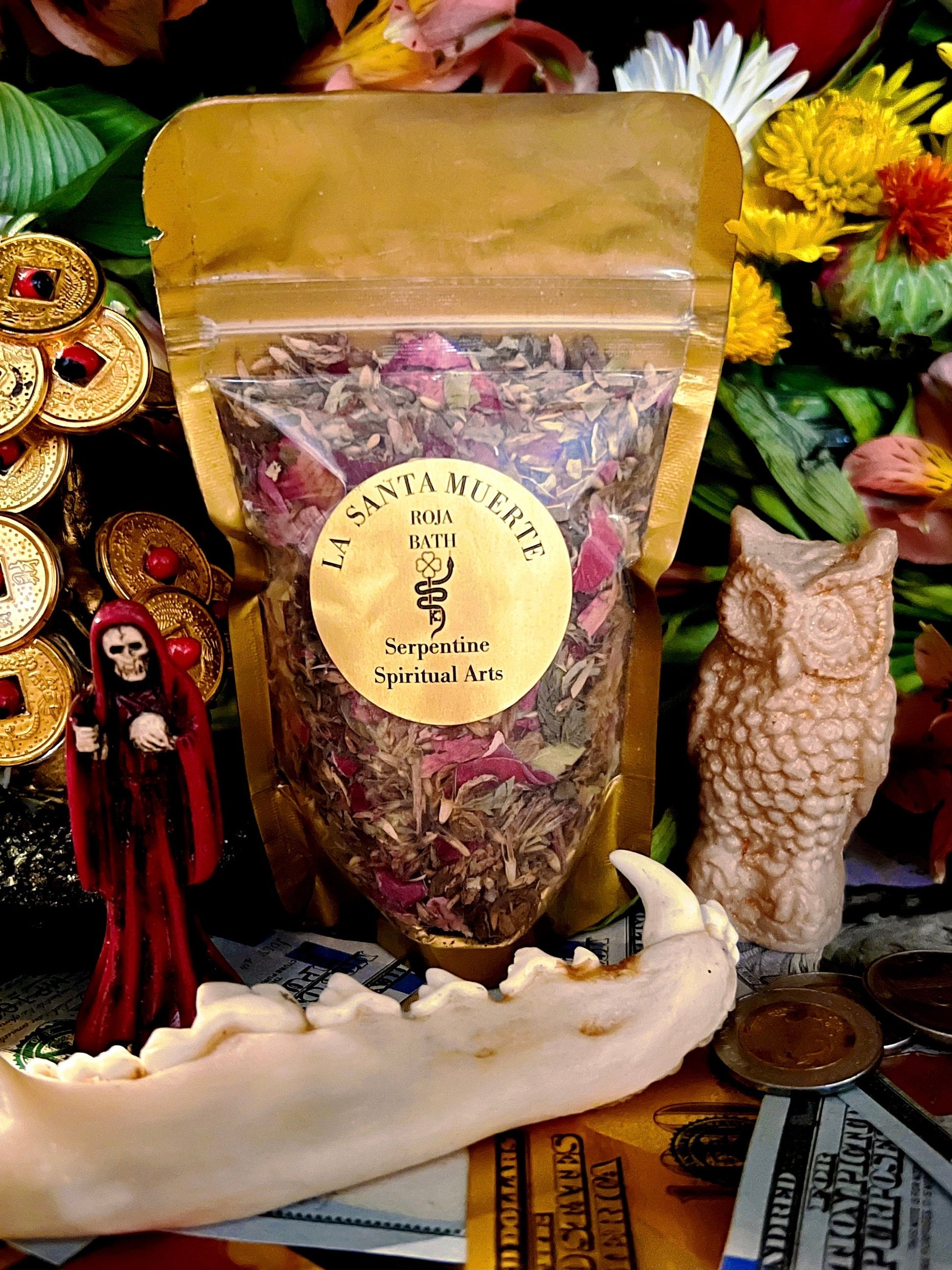 Santa Muerte Roja Herb Bath + Love + Money + Luck + Domination + Use Before Workings + Blessed
