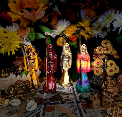 Santa Muerte Statue with Scythe + Baptized + Fixed + Made in Mexico