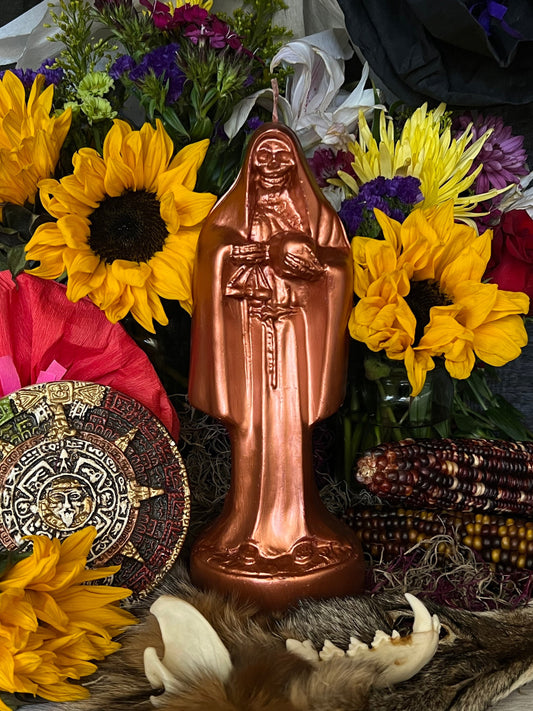 Santa Muerte Cobre Candle + Fast Luck + Blessed + Copper