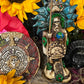 Santa Muerte Azteca Statue + 24K Gold + Baptized + Fixed + Made in Mexico