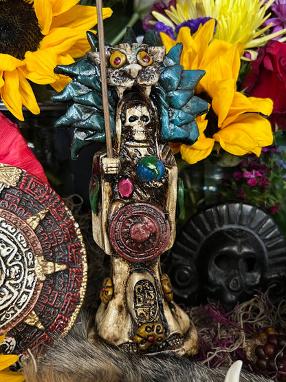 Santa Muerte Azteca Statue + 24K Gold + Baptized + Fixed + Made in Mexico