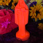 Neon Santa Muerte Figure Candle + Blessed + Glows under Blacklight