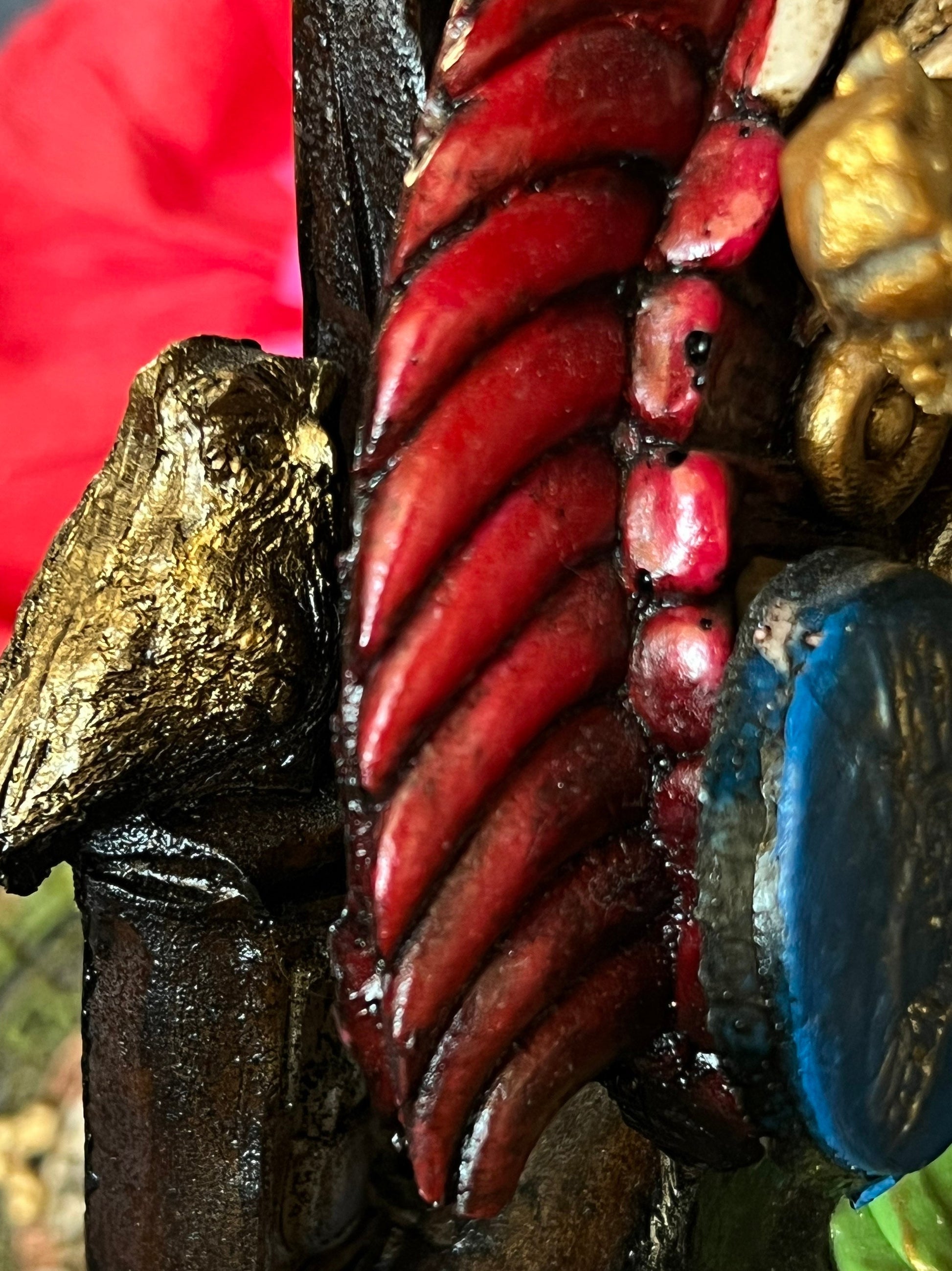 Santa Muerte Seated Azteca Statue + 24K Gold Leaf + Baptized + Fixed + Made in Mexico + Aztek + Trono + Veneration