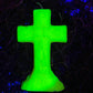 Neon Crucifix Candle + Cross + Hoodoo + Conjure + Glows Under Blacklight + Divine Assistance