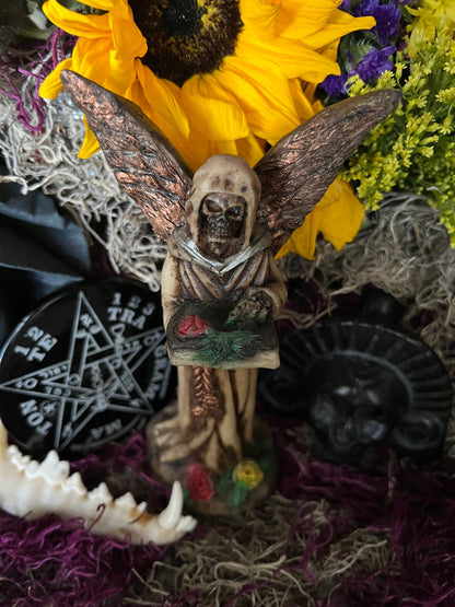 Santa Muerte Bone with Copper Wings Statue + Hueso + Baptized + Fixed + Made in Mexico