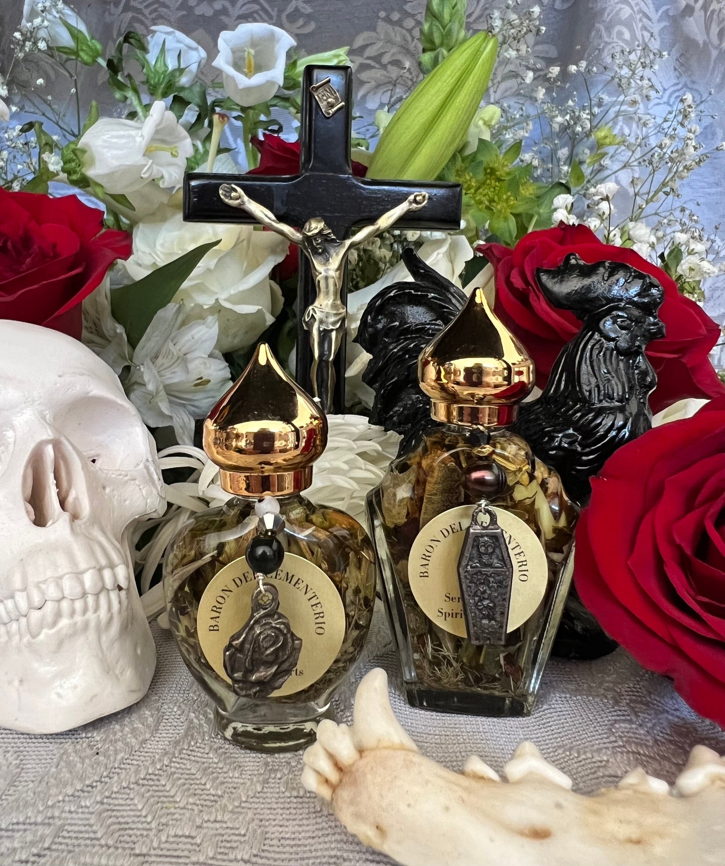 Baron del Cementerio Oil + Baron of the Cemetery + San Elias + Saint Elijah + Cleansing + Healing + Reversing + Sterling Silver