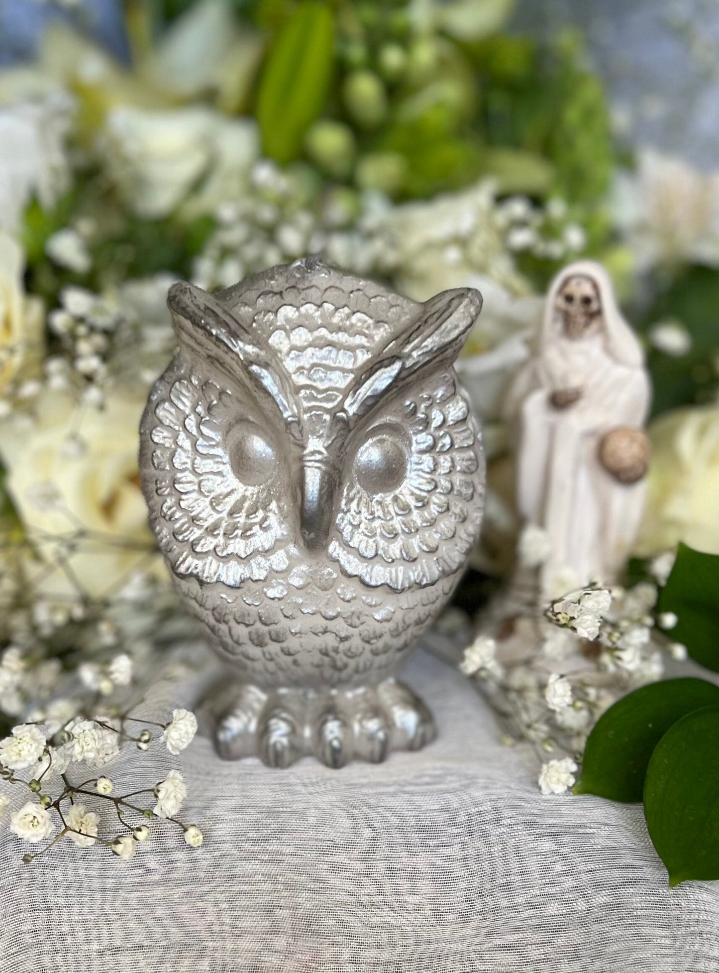 Owl Candle + Sante Muerte + Hecate + Wisdom + Passing Exams