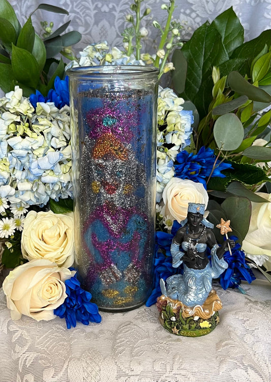 Yemaya Handa-Carved Candle + Family Protection + Orisha + Santeria + Ifa + Yoruba + Lukumi + Santerismo