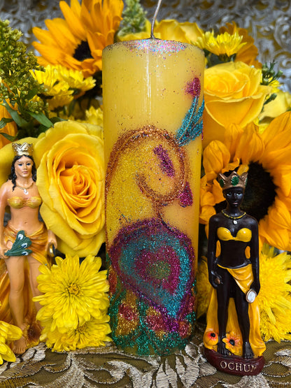 Oshun Hand-Carved Candle + 24K Gold + Ochun + Orisha + Santeria + Ifa + Yoruba + Lukumi + Santerismo