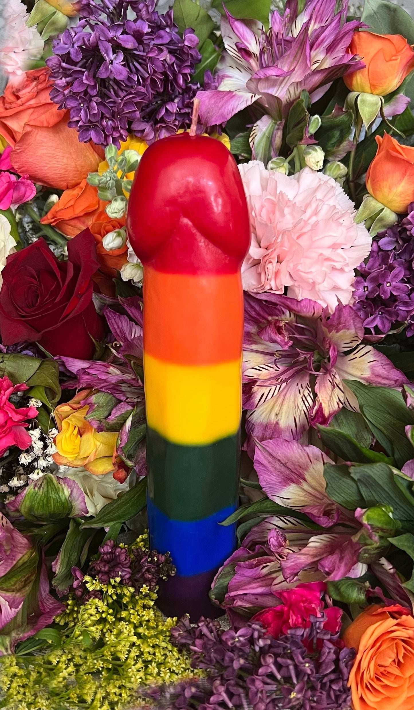 Gay Pride Penis Candle + Passion + Sex + Casual Encounters + Rainbow