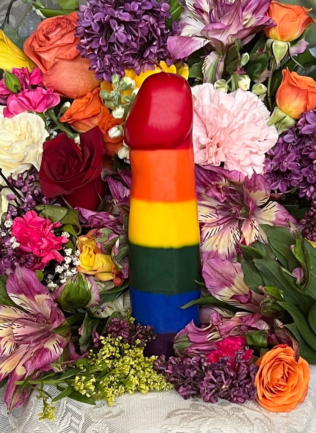 Gay Pride Penis Candle + Passion + Sex + Casual Encounters + Rainbow