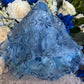 Santa Muerte Azul / Blue Statue with Dress + 24K Gold + Baptized + Fixed + Made in Mexico