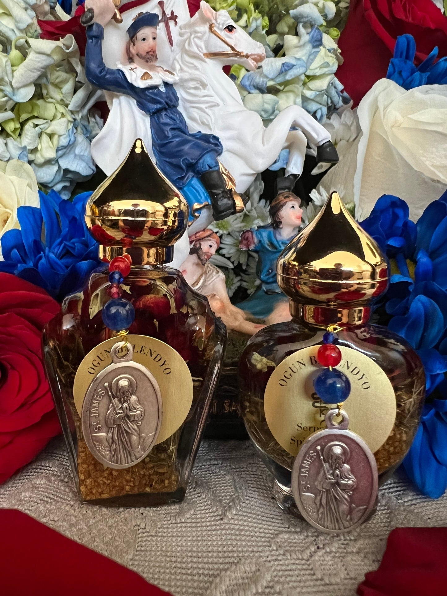 Ogou Balendyo Oil + Saint James + Protection + Healing + Law Keep Away + Wisdom + Medal Blessed by Pope + Ogun Balendjo + San Santiago