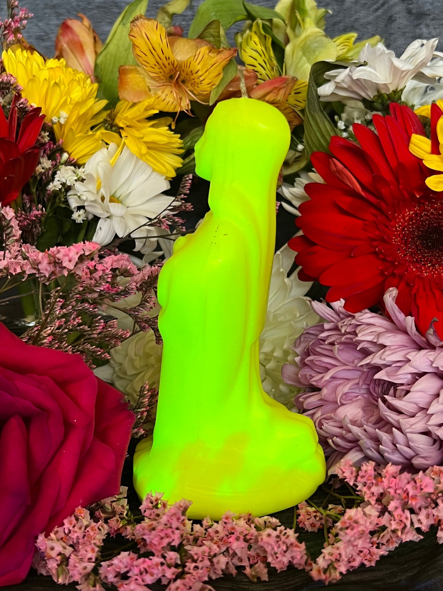 6” Neon Praying Mary Candle + Blessings + Spirituality + Glows under Blacklight