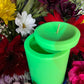 Neon Loadable Pillar Candle + 4” x 3”+ Glows under Blacklight