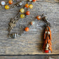 Santa Muerte Naranja Rosary + Orange Agate + Blessed + Sterling Silver Plated Chain + Rosario + Gemstone