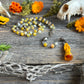 Santa Muerte Amarilla Rosary + Success + Money + Yellow Agate + Blessed + Handcrafted + Gemstone + Sterling Silver Plated Chain + Rosario