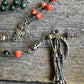 Santa Muerte Abre Camino Rosary + Road Opener + Orange Agate + Blessed + Sterling Silver Plated Chain + Rosario + Gemstone