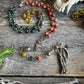 Santa Muerte Abre Camino Rosary + Road Opener + Orange Agate + Blessed + Sterling Silver Plated Chain + Rosario + Gemstone