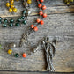 Santa Muerte Abre Camino Rosary + Road Opener + Orange Agate + Blessed + Sterling Silver Plated Chain + Rosario + Gemstone