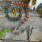 Santa Muerte Abre Camino Rosary + Road Opener + Orange Agate + Blessed + Sterling Silver Plated Chain + Rosario + Gemstone