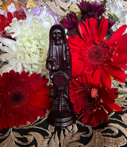 Santa Muerte Negra Reversing or Bleeding Figure Candle + Blessed + Reversing + Overcome Enemies