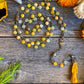 Santa Muerte Amarilla Rosary + Success + Money + Yellow Agate + Blessed + Handcrafted + Gemstone + Sterling Silver Plated Chain + Rosario