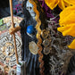 Deluxe Santa Muerte Negra / Black Statue + 24K Gold + Baptized + Fixed + Made in Mexico
