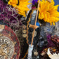 Deluxe Santa Muerte Negra / Black Statue + 24K Gold + Baptized + Fixed + Made in Mexico