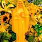 Santa Muerte Amarilla Figure Candle + Yellow + Abundance + Health + 24K Gold