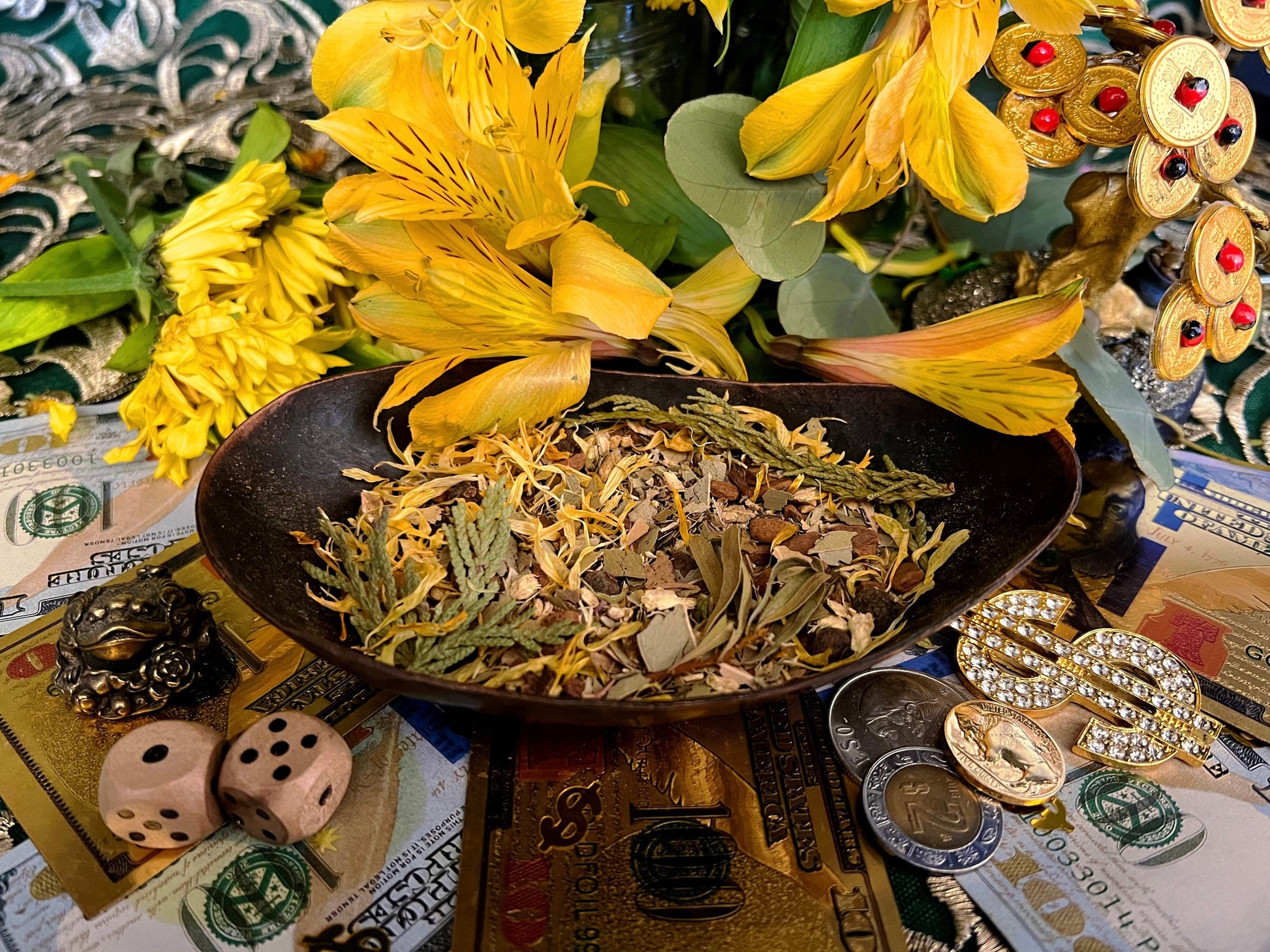 Money Drawing Herbs + Prosperity + Abundance + Jala Dinero + Blessed