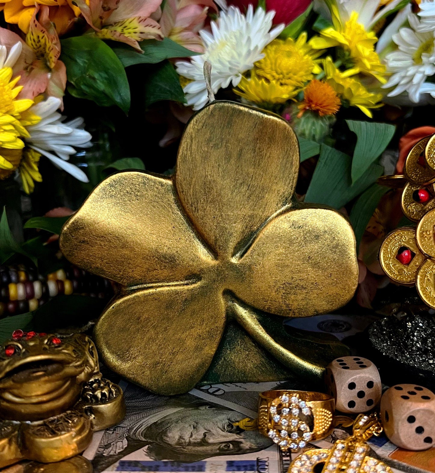 Shamrock Candle + Luck + Money + Four Leaf Clover