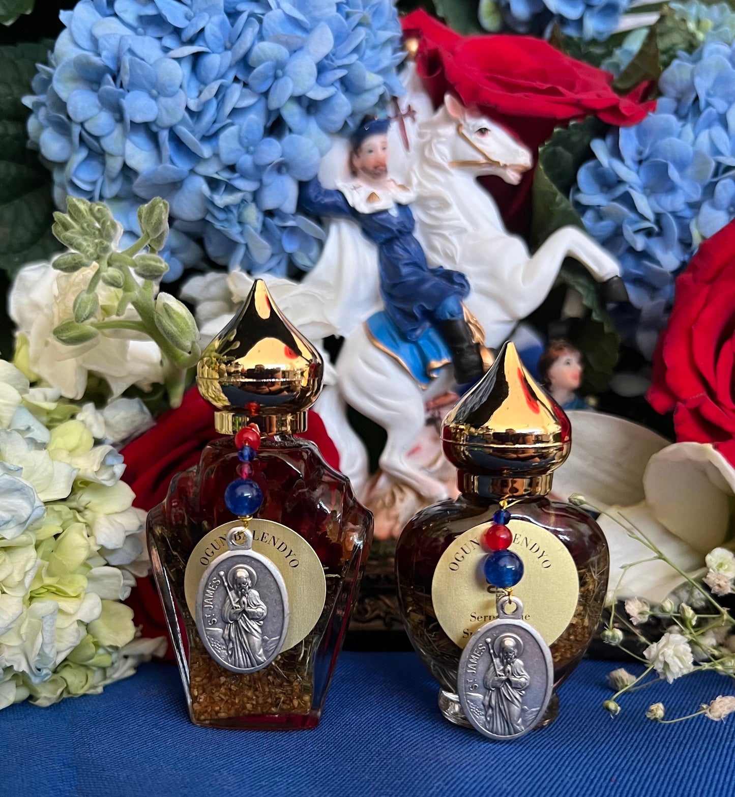 Ogou Balendyo Oil + Saint James + Protection + Healing + Law Keep Away + Wisdom + Medal Blessed by Pope + Ogun Balendjo + San Santiago