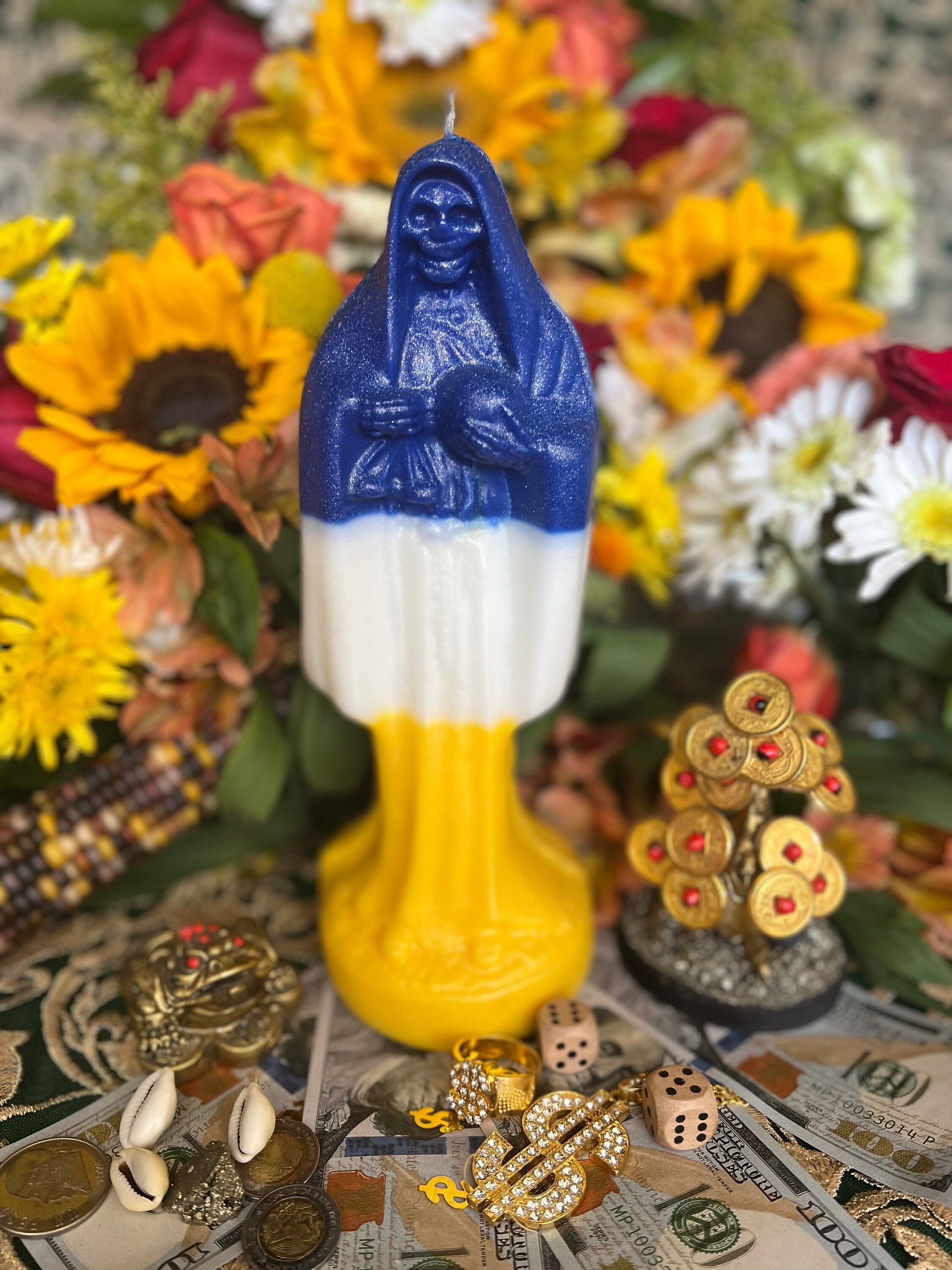 Santa Muerte Abre Camino Candle + Road Opening + Traditional Mexican Colors