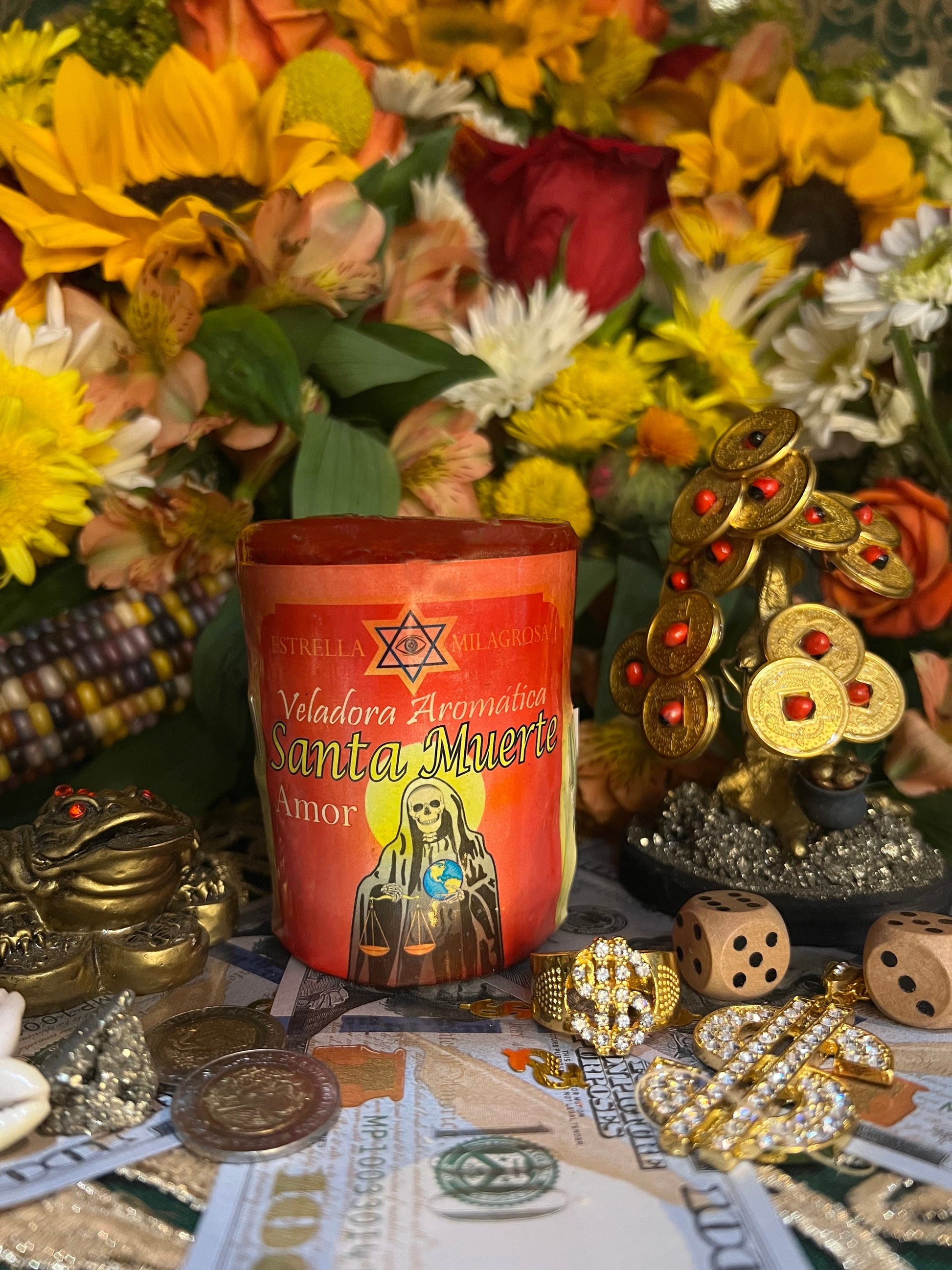 Santa Muerte Roja Love Candle + Money + Made in Mexico