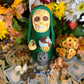 Santa Muerte Verde Statue + Green + Mictecacihuatl + Mictlantecihuatl + Traditionally Crafted from Mexican Clay + 1 of Kind + Made in Mexico