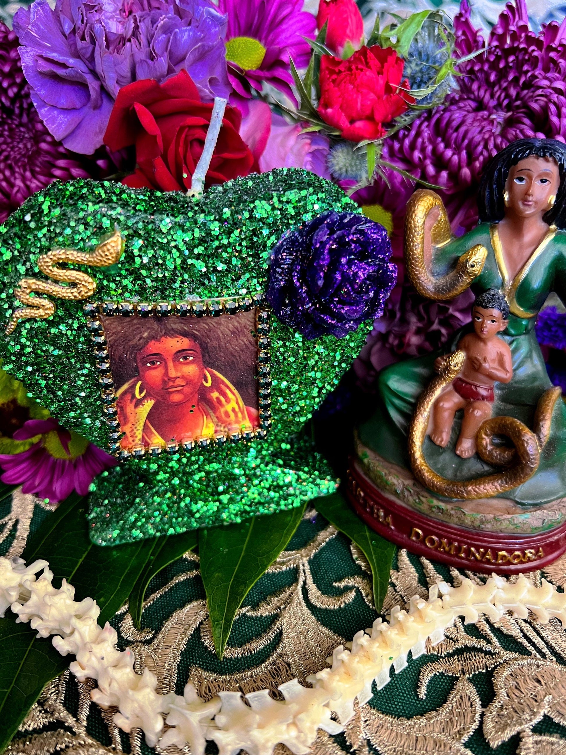 Filomena Lubana Heart Candle + Domination + Cleansed & Fixed + Santa Marta Dominadora + 24K Gold + Saint Martha the Dominator + Dominatrix