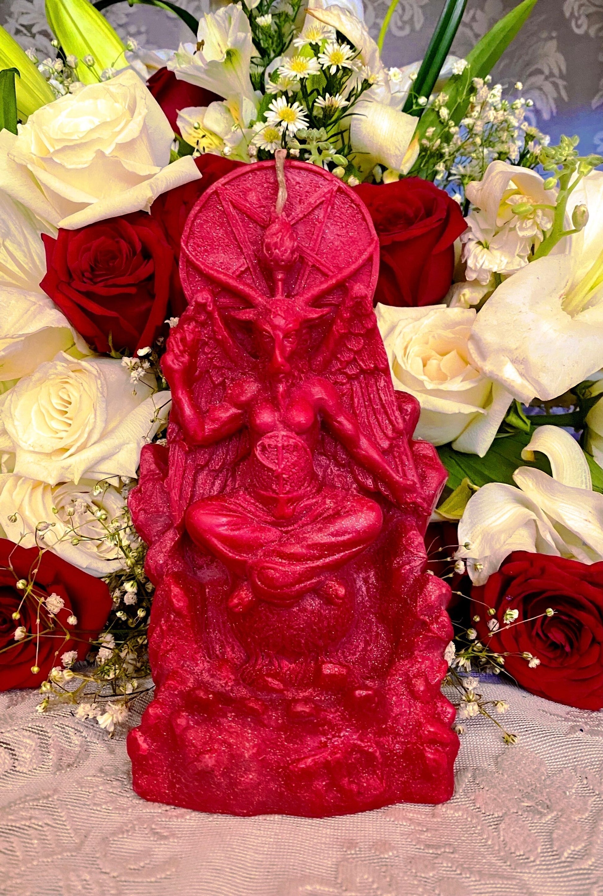 Baphomet Candle + Red + Knights Templar + Ordo Templi Orientis + As Above, So Below + Quimbanda + Exu Mor